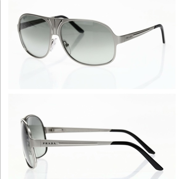 PRADA Men's Silver 'SPR53L' Pilot Sunglasses - Picture 6 of 14